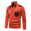 Men's Stand Collar Color Block Half Zip Fleece Pullover Sweater