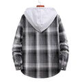Men's Long Sleeve Check Hooded Casual Shirt Yellow Navy Blue Gray
