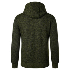 Men's Fleece Padded Patchwork Zipper Hooded Cardigan