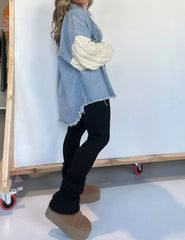 Cozy Jacket Sleeve Denim Shacket (Buy 2 Free Shipping)
