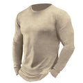 Men's Waffle Solid Color Crew Neck Casual Long Sleeve T-shirt