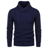 Men's Shawl Collar Cable Casual Slim Fit Long Sleeve Sweater
