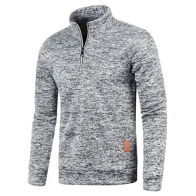 Men's Stand Collar Half Zip Long Sleeve Thin Fleece Sweater