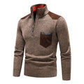 Men's Stand Collar Color Block Half Zip Fleece Pullover Sweater