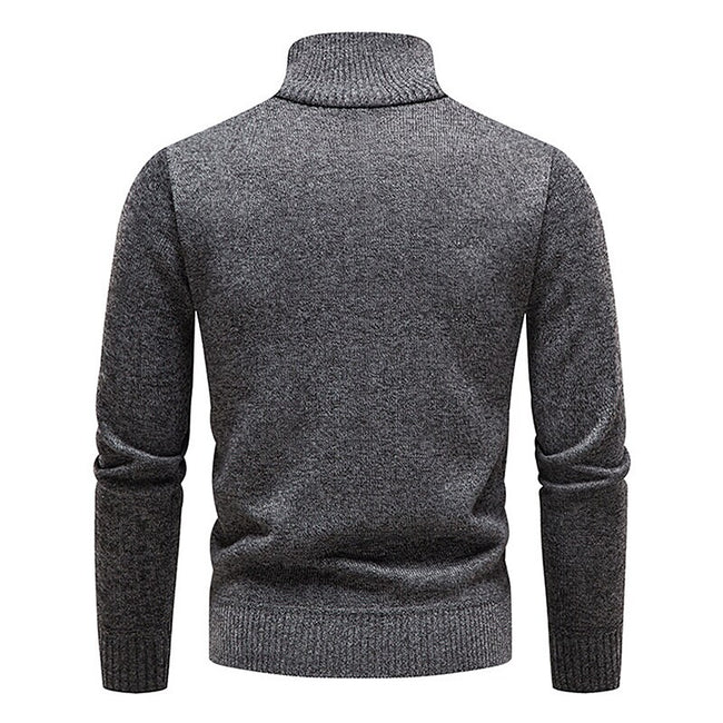 Men's Stand Collar Color Block Half Zip Fleece Pullover Sweater