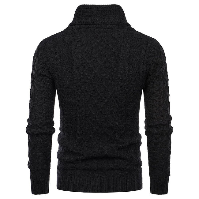 Men's Shawl Collar Cable Casual Slim Fit Long Sleeve Sweater