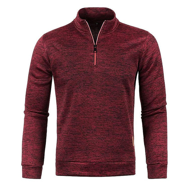 Men's Stand Collar Half Zip Long Sleeve Thin Fleece Sweater