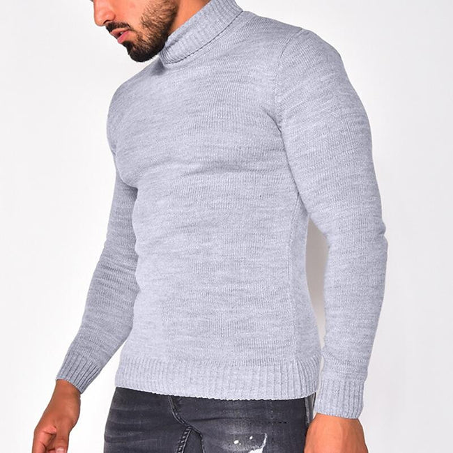 Men's Pullover Turtleneck Solid Color Basic Knit Sweater