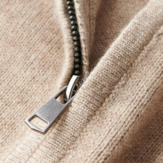 Men's Pullover Knit Solid Color Stand Collar Half Zipper Sweater