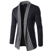 Men's Vintage Houndstooth Patchwork Cardigan