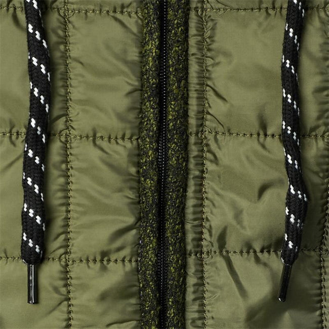 Men's Fleece Padded Patchwork Zipper Hooded Cardigan