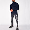 Men's Pullover Turtleneck Solid Color Basic Knit Sweater