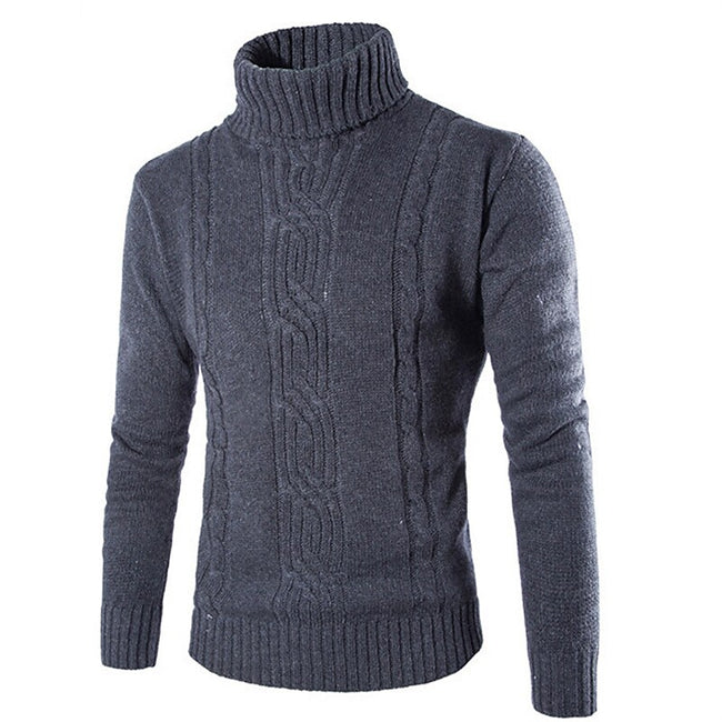 Men's Pullover Turtleneck Cable Basic Knit Sweater