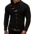 Men's Vintage Scarf Collar Button Cardigan Sweater