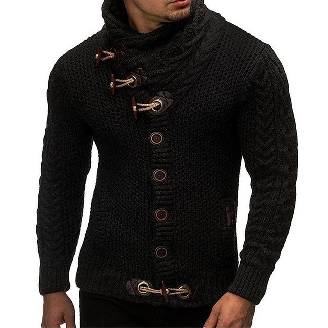 Men's Vintage Scarf Collar Button Cardigan Sweater