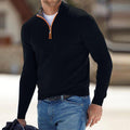 Men's Pullover Knit Solid Color Stand Collar Half Zipper Sweater