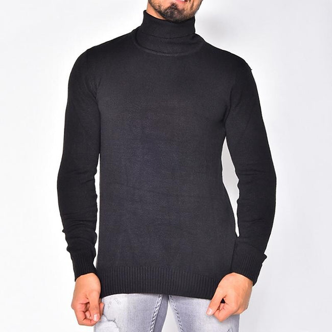Men's Pullover Turtleneck Solid Color Basic Knit Sweater