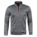 Men's Stand Collar Half Zip Long Sleeve Thin Fleece Sweater