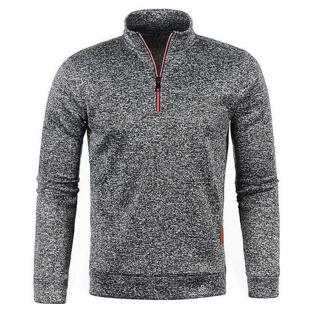 Men's Stand Collar Half Zip Long Sleeve Thin Fleece Sweater