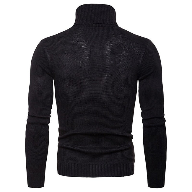 Men's Pullover Turtleneck Cable Basic Knit Sweater