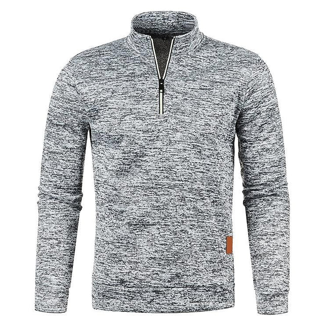 Men's Stand Collar Half Zip Long Sleeve Thin Fleece Sweater