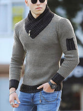Men's Pullover Color Block Ethnic Style Turtleneck Sweater