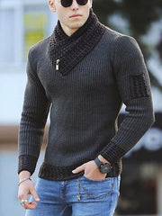 Men's Pullover Color Block Ethnic Style Turtleneck Sweater