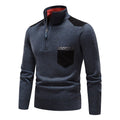 Men's Stand Collar Color Block Half Zip Fleece Pullover Sweater