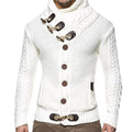 Men's Vintage Scarf Collar Button Cardigan Sweater