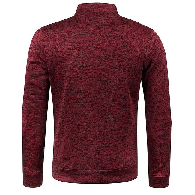 Men's Stand Collar Cardigan Long Sleeve Thin Fleece Sweater