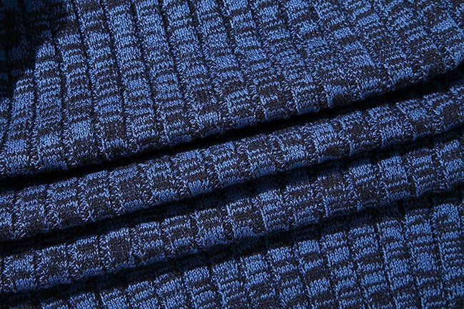 Men's Melange Stand Collar Slim Fit Zipper Sweater