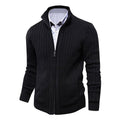Men's Melange Stand Collar Slim Fit Zipper Sweater