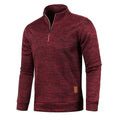 Men's Stand Collar Half Zip Long Sleeve Thin Fleece Sweater