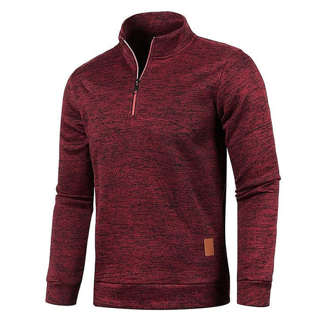 Men's Stand Collar Half Zip Long Sleeve Thin Fleece Sweater