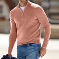 Men's Pullover Knit Solid Color Stand Collar Half Zipper Sweater