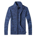 Men's Melange Stand Collar Slim Fit Zipper Sweater