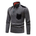 Men's Stand Collar Color Block Half Zip Fleece Pullover Sweater