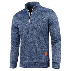 Men's Stand Collar Half Zip Long Sleeve Thin Fleece Sweater