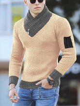 Men's Pullover Color Block Ethnic Style Turtleneck Sweater