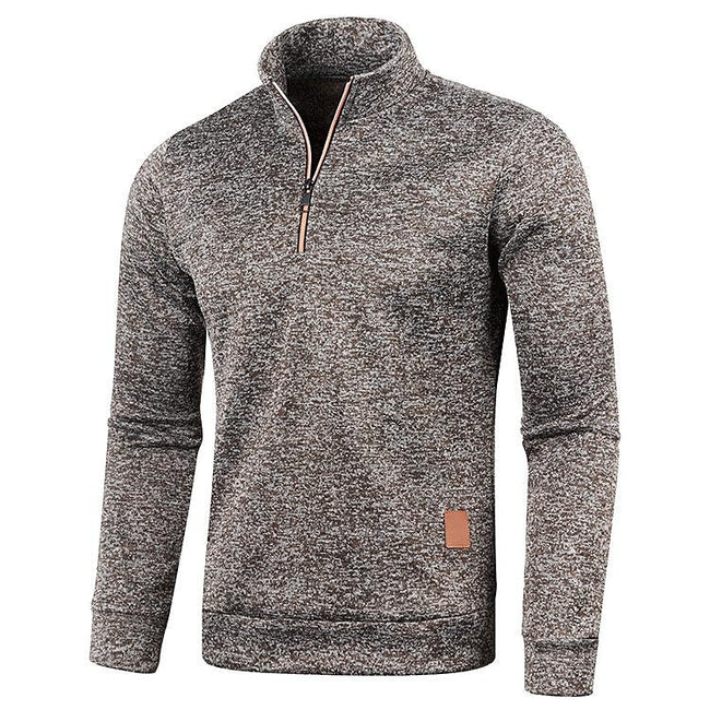 Men's Stand Collar Half Zip Long Sleeve Thin Fleece Sweater