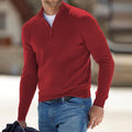 Men's Pullover Knit Solid Color Stand Collar Half Zipper Sweater