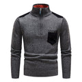 Men's Stand Collar Color Block Half Zip Fleece Pullover Sweater