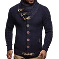 Men's Vintage Scarf Collar Button Cardigan Sweater