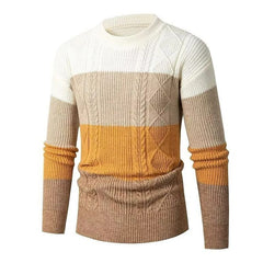 Men's Trend Colorblock Cable Crew Neck Pullover Sweater
