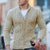 Men's Solid Color Cable Shawl-lapels Button Knit Cardigan