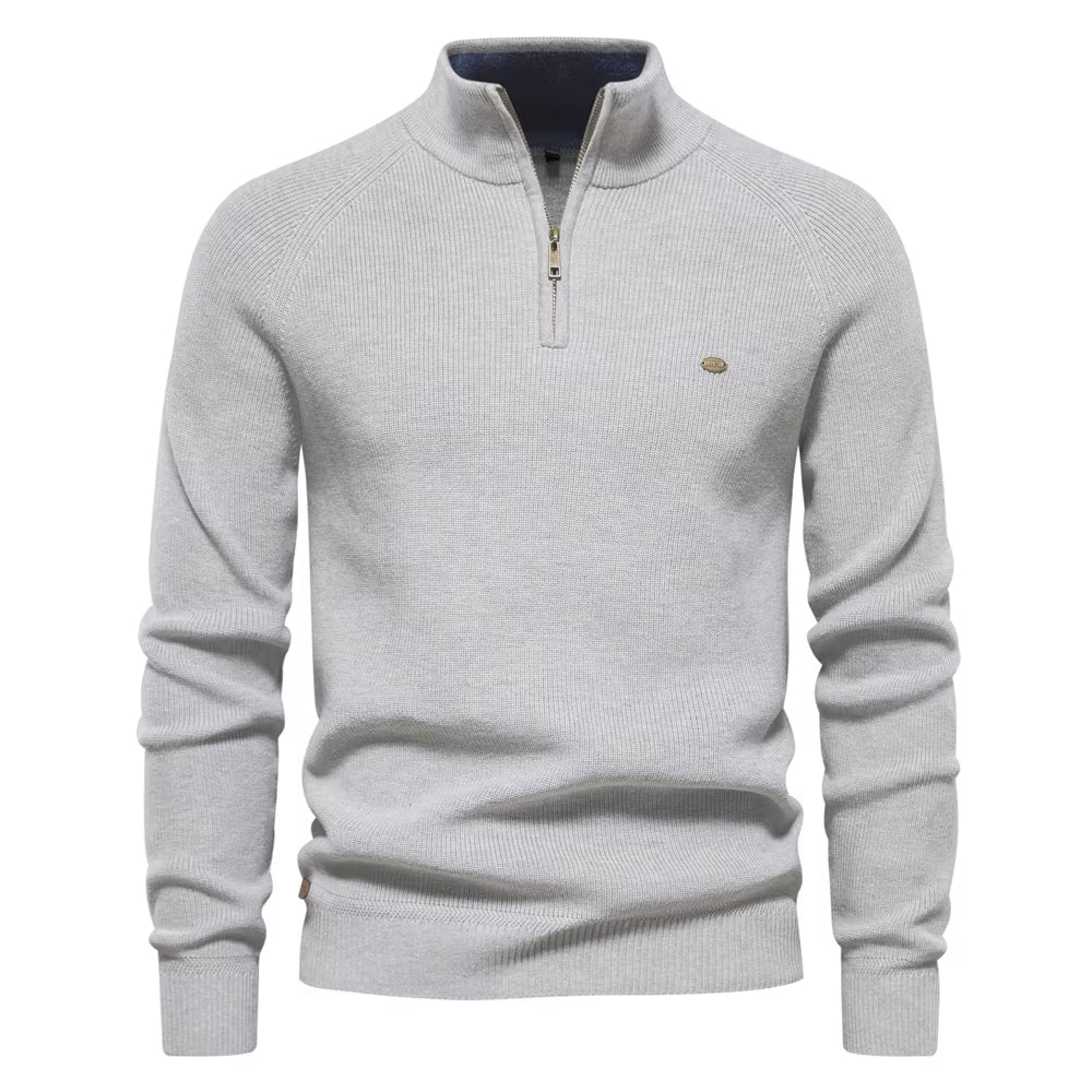 Men's Mock Neck Pullover Quarter Zipper Sweater