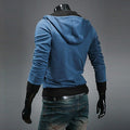 Men's Contrast Solid Color Zipper-up Hooded Jacket Active Hip Hop