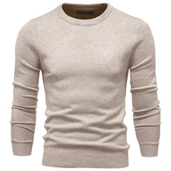 Men's Pullover Solid Color Warm Slim Crew Neck Sweater