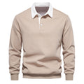 Men's Cotton Button Up Casual Long Sleeve Polo Shirt