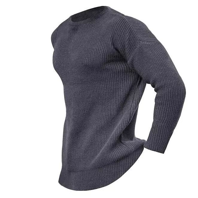 Men's Solid Color Crew Neck Pullover Knit Sweater